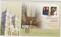 CANADA  2011  ROYAL WEDDING Prnce William And Catherine Middleton Block -m/s  FDC - 2011-...