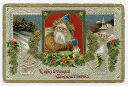 Père Noël Santa Claus. Christmas Greetings . Carte Gaufrée. Embossed - Santa Claus