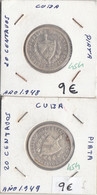 CR0454 LOTE 2 MONEDAS CUBA PLATA 20 CENTAVOS 1948 Y 1949 18 - Cuba