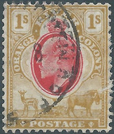 Great Britain Old Colonies,Orange River Colony,1909 King Edward VII-1Sh Brownish Yellow / Red,Perf 14 ,Obliterated - Orange Free State (1868-1909)