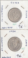 CR0455 LOTE 2 MONEDAS CUBA PLATA 20 CENTAVOS 1948 Y 1949 18 - Cuba