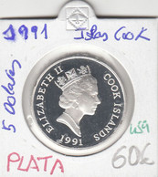 CR0459 MONEDA ISLAS COOK 5 DOLARES 1991 PLATA 60 - Isole Cook