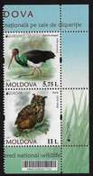 MOLDAVIA /MOLDOVA /MOLDAWIEN  -EUROPA 2021 -ENDANGERED NATIONAL WILDLIFE"- SERIE VERTICAL De La HOJITA BLOQUE - B - 2021