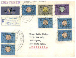 (SS 4) Kuwait Posted To Australia Registered Cover (with Many UNESCO Stamps) 1963 - Koweït