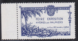 France 1936 - Vignette Neuve** Gommée "Foire Exposition De HYERES LES PALMIERS" - Unclassified