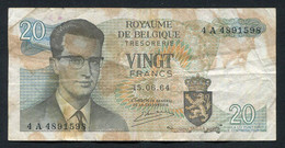 België Belgique Belgium 15 06 1964 -  20 Francs Atomium Baudouin.  4 A 4891598 - 20 Franchi