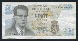 België Belgique Belgium 15 06 1964 -  20 Francs Atomium Baudouin.  3 Y 5845472 - 20 Francs