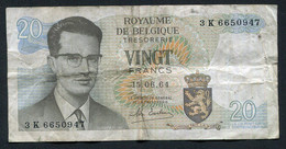 België Belgique Belgium 15 06 1964 -  20 Francs Atomium Baudouin.  3 K 6650947 - 20 Franchi