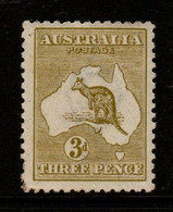 Australia SG 37  1915-20 3rd Wtmk Kangaroo,3d Olive,Mint Never Hinged - Ongebruikt