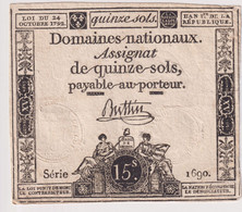 Assignat De Quinze Sols / 15 Sols - 24 Octobre 1792 - Série 1690 - Très Bon état - Assignats