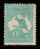 Australia SG 109 1929-30 Small Multi Wtmk Kangaroo,One Shilling Blue-green,Mint Never Hinged - Ongebruikt