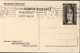 Mémorial Américain De Montfaucon American Memorial Entier Storch K1d CAD Flamme Montfaucon D'Argonne Meuse 1 8 37 - Cartes Postales Types Et TSC (avant 1995)