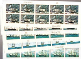 Sealand Ships Boats Set, Imperforated Minisheets Of 10, Mint Never Hinged - Ships