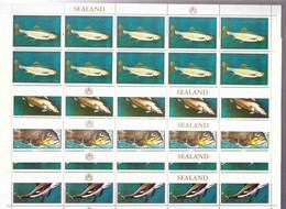 Sealand Animals Fish Set, Perforated Minisheets Of 10, Mint Never Hinged - Fische