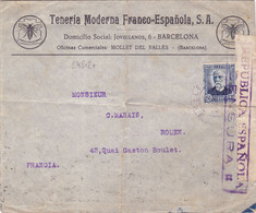 24812# LETTRE CENSURE REPUBLICA ESPANOLA CENSURA BARCELONA 1937 BARCELONE Pour ROUEN SEINE MARITIME ESPANA - Republikeinse Censuur