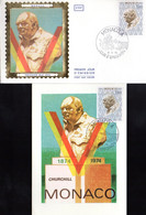 " WINSTON CHURCHILL " Sur LOT (Enveloppe 1er Jour Et Carte Maximum) De MONACO De 1974 N° YT 965. FDC CM - Sir Winston Churchill