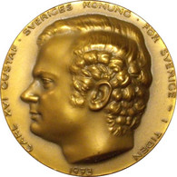 SUECIA. MEDALLA CORONACIÓN REY CARLOS GUSTAVO XVI. 1.973. BRONCE - Royal / Of Nobility