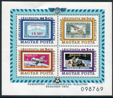 HUNGARY 1974 AEROFILA Stamp Exhiibition Block MNH / **.  Michel Block 109 - Ungebraucht