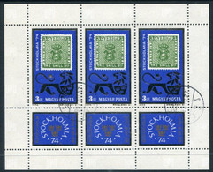 HUNGARY 1974 STOCKHOLMIA Stamp Exhibition Sheetlet Used.  Michel 2981 Kb - Gebraucht