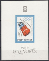 ROMANIA Block 64,unused - Winter 1968: Grenoble