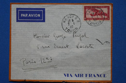 V1 INDO CHINA BELLE LETTRE 1937 HANOI POUR PARIS +INDOCHINE AFFRANCH. PLAISANT - Luftpost