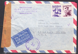 Austria Cover To USA, Censor, Air Mail, Postmark - Covers & Documents