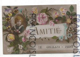 France. Yvelines. Photographie Montage. Amitié De Conflans - Jarny. Enfant En Médaillon Et Fleurs. 1921 - Conflans Saint Honorine