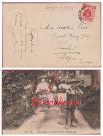 Old Postcard China Chine Hongkong Travelling Sedan Chair Ethnique Natives CPA 1926 To M. Cools Heilig Graf Turnhout - Chine (Hong Kong)