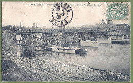 CPA - HAUTS DE SEINE - ASNIERES - TRAVAUX DE CONSTRUCTIONS DU PONT DE CLICHY - Animation Sur Le Pont Provisoire - Asnieres Sur Seine