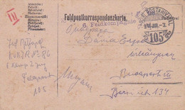 Feldpostkarte K.u.k. IR No. 86 Nach Budapest - 1916 (56831) - Covers & Documents
