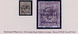 Ireland 1922 Dollard Rialtas Black Ovpt On 9d Agate Var "1022 For 1922" (misplaced To Foot) Used - Oblitérés