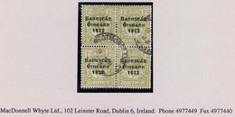 Ireland 1922-23 Thom Saorstat 3-line Ovpt On 1s Bistre-brown Block Of 4 Used WESTMORELAND ST DUBLIN 9 MR 23 - Oblitérés