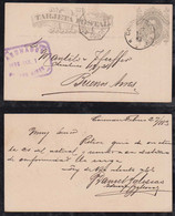 Argentina 1883 Stationery Postcard 4c CONCORDIA To BUENOS AIRES - Briefe U. Dokumente