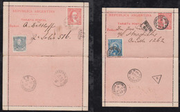 Argentina 1892 Uprated Lettercard Stationery 1 ½c Used Question + Reply Part - Cartas & Documentos