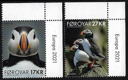 FEROE ISLANDS /FAROE / FÄRÖER /FØROYAR  -EUROPA 2021 -ENDANGERED NATIONAL WILDLIFE"-  SERIE De 2 V. - CH-DER-EUR - 2021