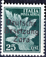 ZARA, OCCUPAZIONE TEDESCA, POSTA AEREA, AIRMAIL, 1943, 25 C, FRANCOBOLLO USATO Mi:DE-ZA 23, Yt:YU-ZA PA1 - Ocu. Alemana: Zara