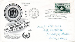 CANADA. N°361 De 1965 Sur Enveloppe 1er Jour. 20 Ans De L'ONU/Coopération Internationale. - 1961-1970