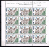 ESPAGNE / Neufs** / MNH** / 1993 - Feuille Complète Patrimoine Mondiale De L'Humanité/Monastère Tarragone - Full Sheets