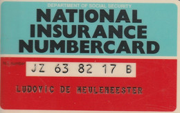 NAATINAL INSURANCE NUMBERCARD - Zonder Classificatie