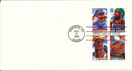 USA FDC Anaheim 11-7-1996 Complete Set Of 4  American Folk Heroes In A Block Of 4 - 1991-2000