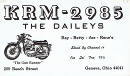 Moto Motorbike Motocycliste Biker On Old Card From The Daileys, Beech Street, Geneva, Ohio, USA (Aug 1968) - CB
