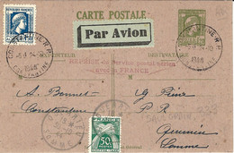 25-10-1944 - C P E P 1,20 Fr  + Compl. AVION  -reprise Du Service Postal Aérien Avec La France -Saulgrain 333 - Lettres & Documents