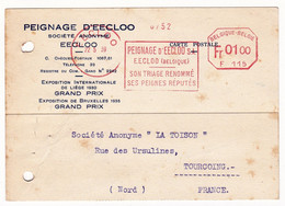 Belgique Peignage Eecloo 1939 Textile Société Anonyme La Toison Tourcoing Laine Blousse Wool - Brieven En Documenten