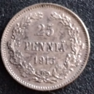 FINLAND 25 PENNIÄ 1913 SILVER  D-0270 - Finlandia