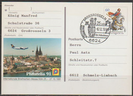 BRD Ganzsache1991 PSo25 Philatelia 91 Köln SST.Grossrosseln6.12.91 St .Nikolaus (d949)günstige Versandkosten - Postkarten - Gebraucht