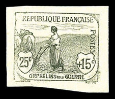 N°151 (*) Orphelins, 25c +15c: épreuve En Noir Sur Feuillet, TB (certificat) - Unused Stamps