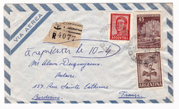 Lettre Recommandés Buenos Aires Argentine Argentina Bordeaux Gironde 1967 Certificado - Cartas & Documentos