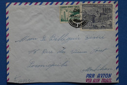 V3 CHILE  BELLE LETTRE  1957 P. AERIENNE CHILI  POUR LOCMIQUELIE FRANCE + 100$  + AFFRANCH. INTERESSANT - Cile