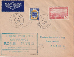 ALGERIE 1947 PLI AERIEN DE BONE - Lettres & Documents