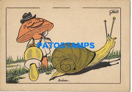 163553 ART ARTE SIGNED GALASSO ARGENTINA THE FUNGUS MUSHROOM AND THE SNAIL POSTAL POSTCARD - Unclassified